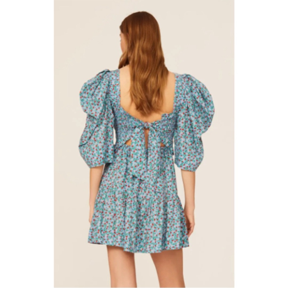 Sea New York Liberty Dress Strawberry Print Smocked Mini Tie Back S